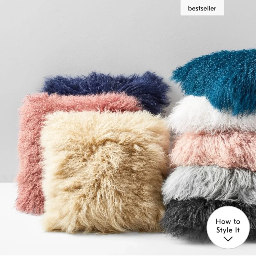 West elm Mongolian lamb pillow cover and insert